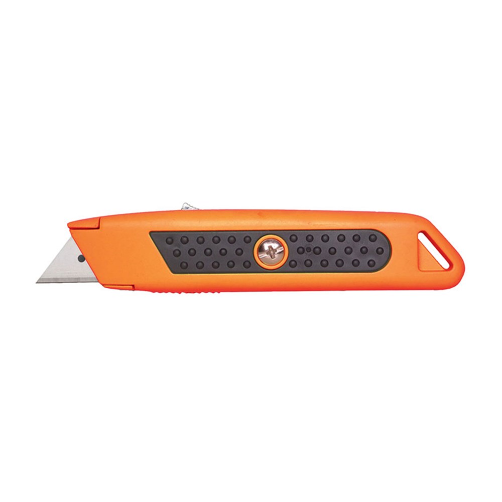 SAFETY RUBBER-GRIP SELF-RETRACTING KNIFE–ORANGE